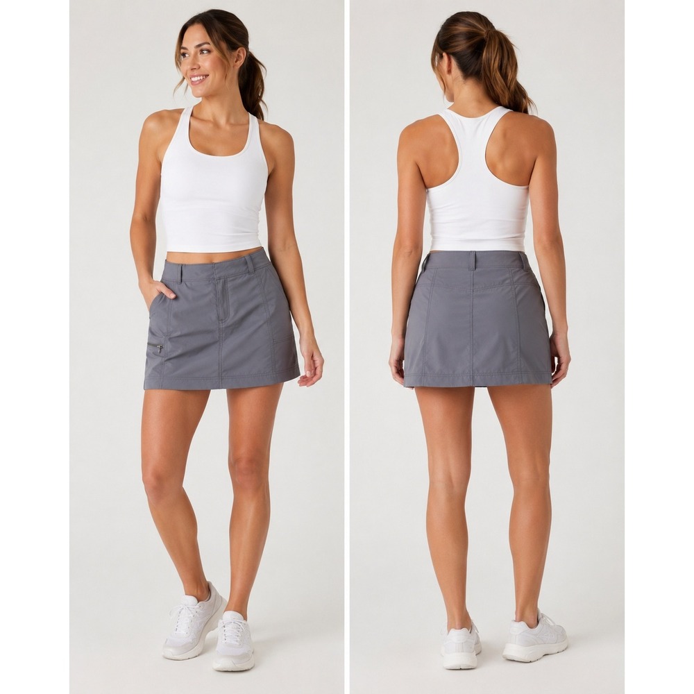 Athleta Trekkie Skort Women 4 Gray Hiking Athletic Outdoor Utility gorpcore
